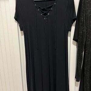 Old Navy Black Lace-Up Midi Dress